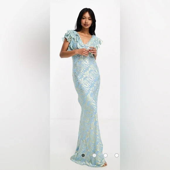 chinese dress ladies Ruffle Maxi Dress in Black | One Shoulder Cotton Maxi Dress